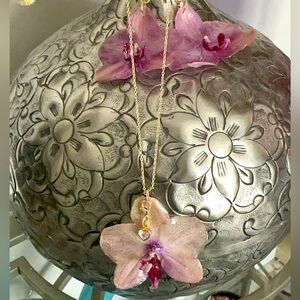 Real Orchid Earrings/Necklace